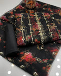 3PC Organza Digital Embroidered Suit – Pearl Work Front & Back Shirt, Printed Pearl Border Dupatta & Kataan Silk Trouser