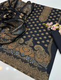 New Eid Collection 5 Piece Khaddi Lawn Jacquard Borshia Suit – Shirt, Jacquard Dupatta, Plain Trouser & Separate Sleeves