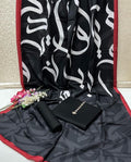 New Collection 2025  Swiss lawn  calligraphy digital print duppta  Kathan silk plain shirt and trouser  3pc suit   With Neckline