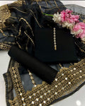 3-Piece Unstitched Kataan Silk Suit – Tissue Organza Embroidered Dupatta & Neckline