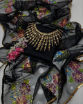 2-Piece Unstitched Organza Dress – Handwork Stones, Beads & Oil Paint Dupatta