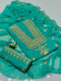 3PC Soft Lawn Cotton Sequins Suit – 3mm Sequence Work Shirt, Chiffon Sequins Dupatta & Sequins Trouser