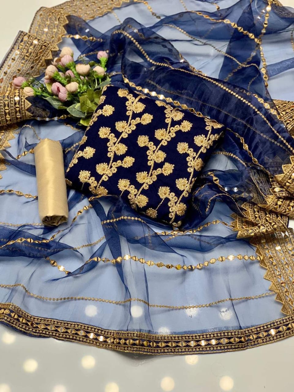 3-Piece Unstitched Dress – Chiffon Embroidered Shirt, Masoori Trouser & Organza Dupatta