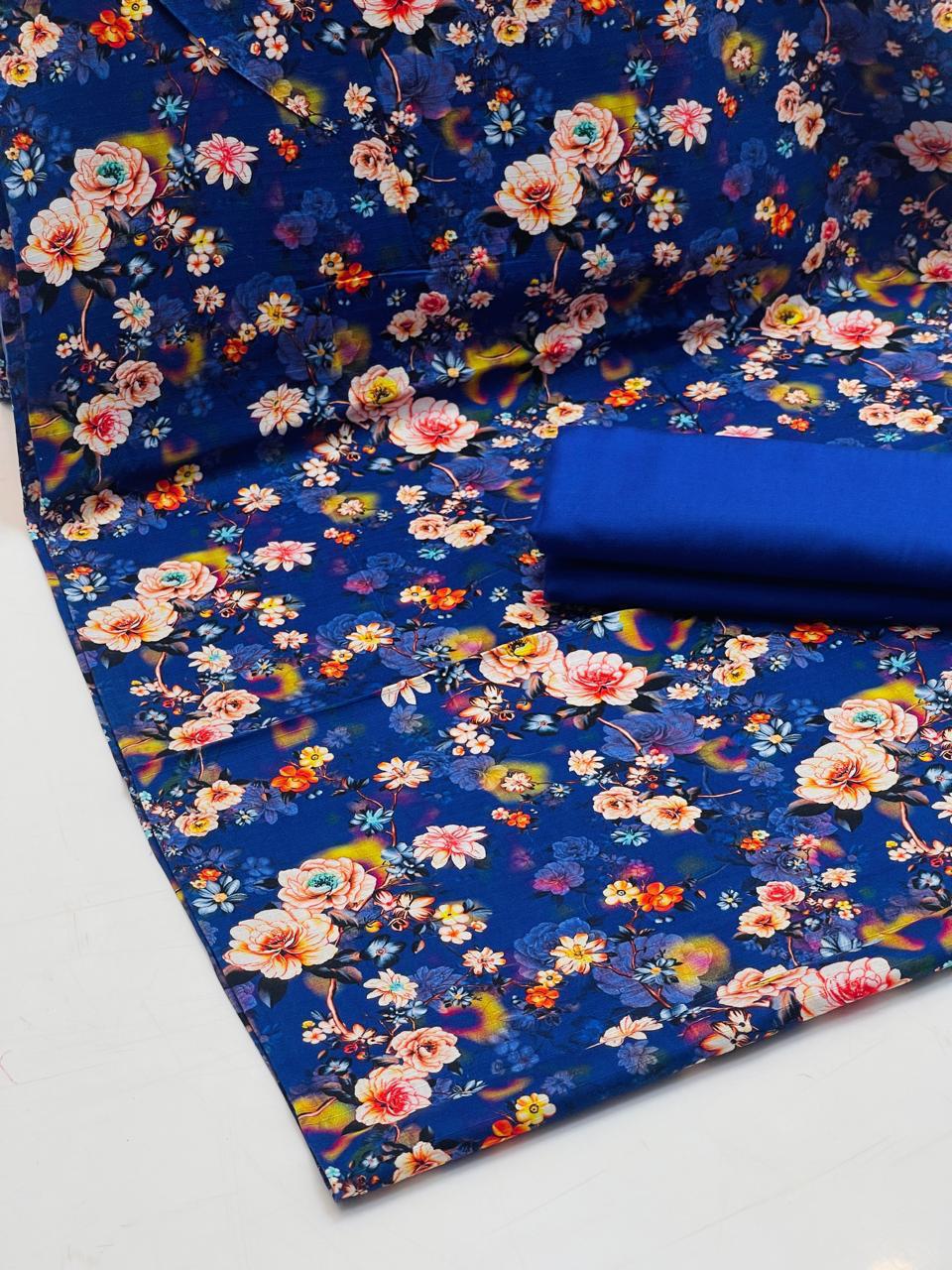 New Collection 2 Piece Premium Bana Dora Digital Print Suit – Lelan Shirt with Plain Premium Trouser