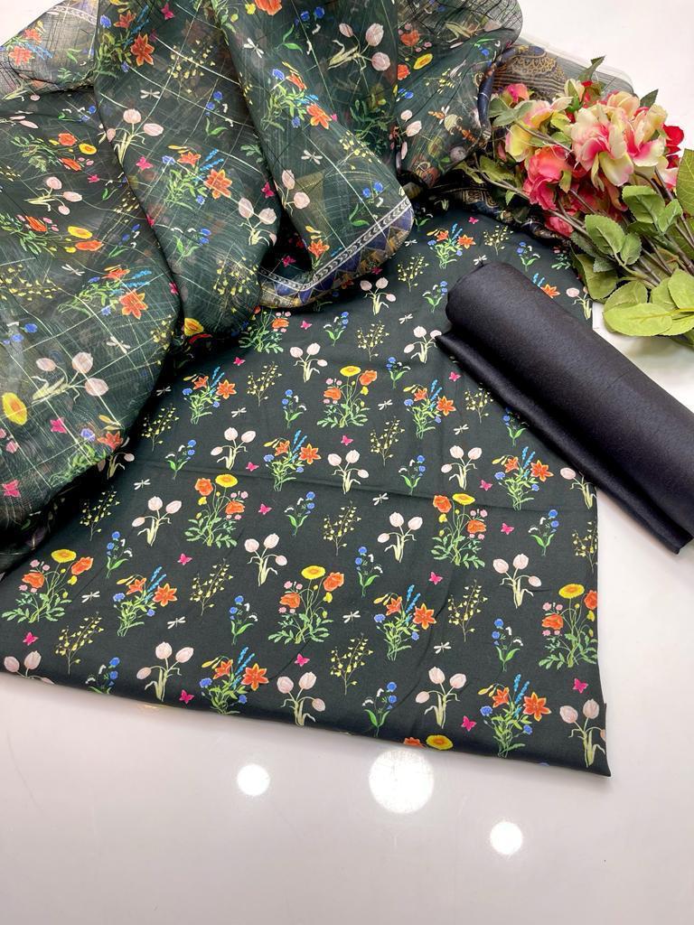 3PC Swiss Lelan Digital Print Suit – Digital Print Shirt, Kataan Plain Trouser & Monar Digital Print Dupatta