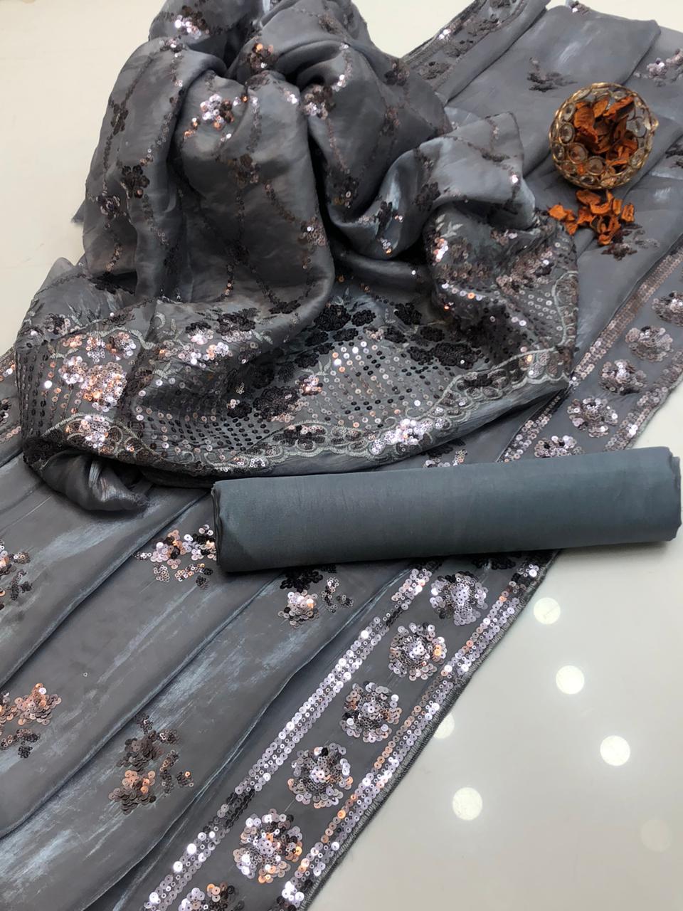 3PC Lawa Silk Embroidered Suit – Embroidered Shirt, Matching Lawa Silk Dupatta & Kataan Silk Trouser