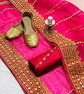 4-Piece Unstitched Kataan Silk Suit – With Organza Fancy Dupatta & Khussa