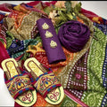 3-Piece Unstitched Kataan Silk Dress – Chunri Dupatta with Handmade Sleeper