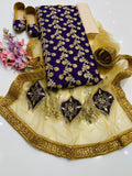 4-Piece Unstitched Wedding Suit – Chiffon Shirt, Masoori Trouser, Net Dupatta & Khussa