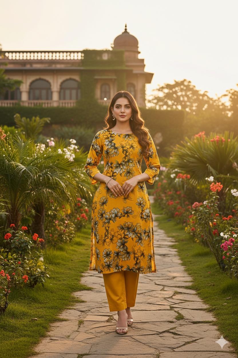 New Collection 2 Piece Premium Bana Dora Digital Print Suit – Lelan Shirt with Plain Premium Trouser